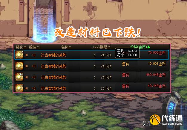 DNF：夏季发布会影响！拍卖行四大道具波动，换装武器跌了1倍