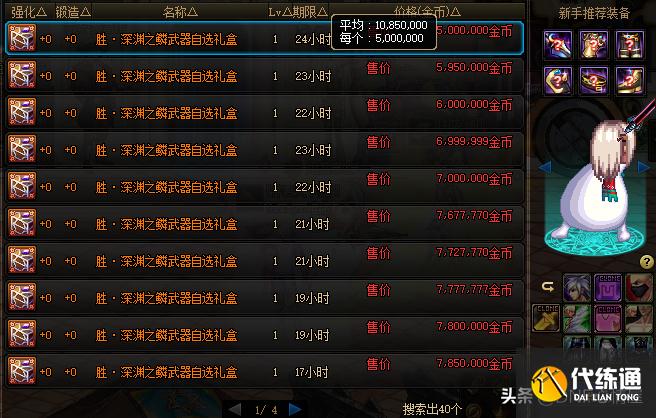 DNF：夏季发布会影响！拍卖行四大道具波动，换装武器跌了1倍